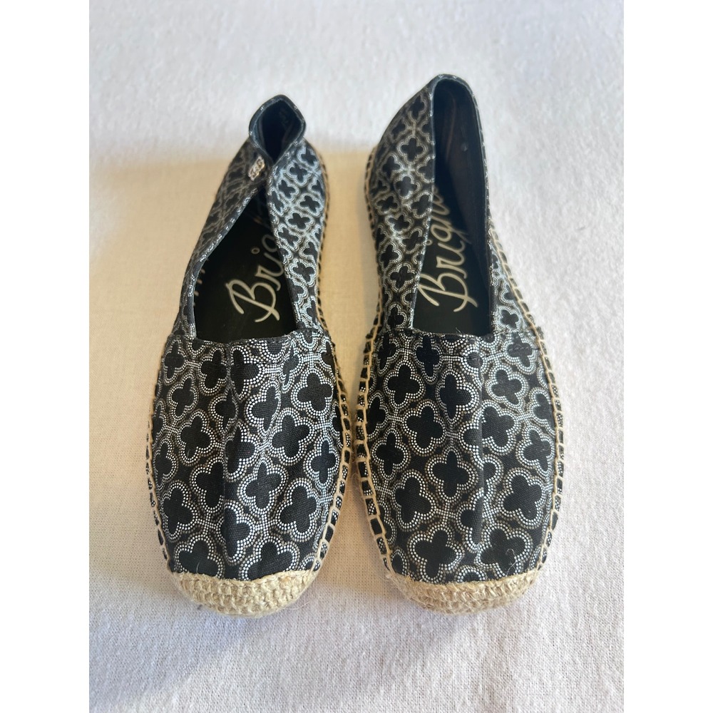 Brighton Avila Black Patterned Fabric Espadrilles Flats SZ 6‎